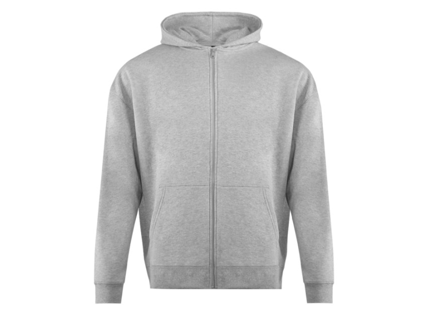 Толстовка унисекс оверсайз на молнии с капюшоном сэндвич 320, 100, Серый меланж
