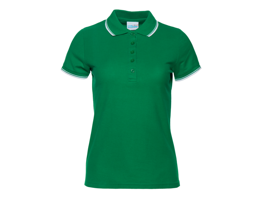 Рубашка поло женская STAN с окантовкой хлопок/полиэстер 185, 04BK, Зелёный