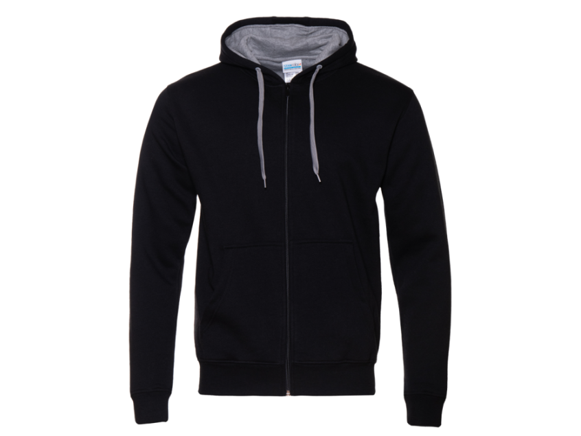 Толстовка мужская STAN с капюшоном на молнии футер с начёсом 280, 17, Чёрный