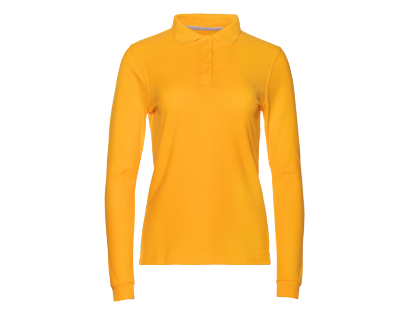 Рубашка поло женская STAN длинный рукав хлопок/полиэстер 185, 04SW, Жёлтый