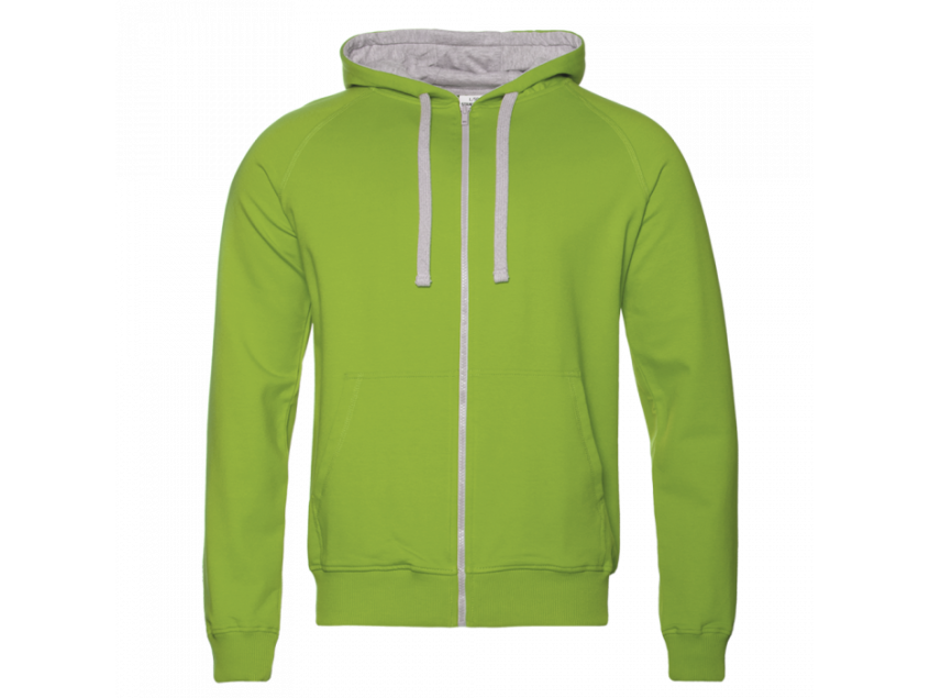 Толстовка мужская STAN с капюшоном на молнии футер без начёса 260, 61, Ярко-зелёный