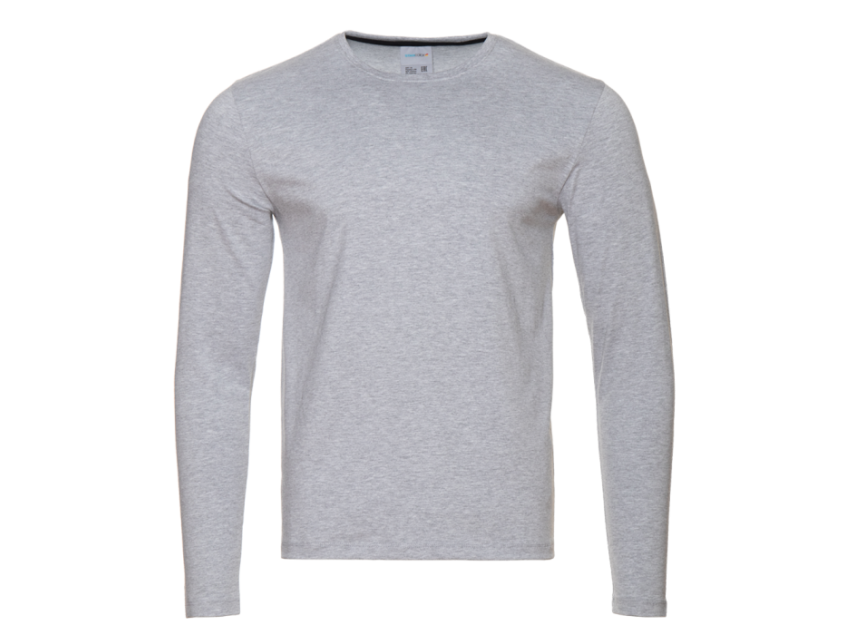 Футболка унисекс с длинным рукавом STAN хлопок/эластан 180, 35, Серый меланж