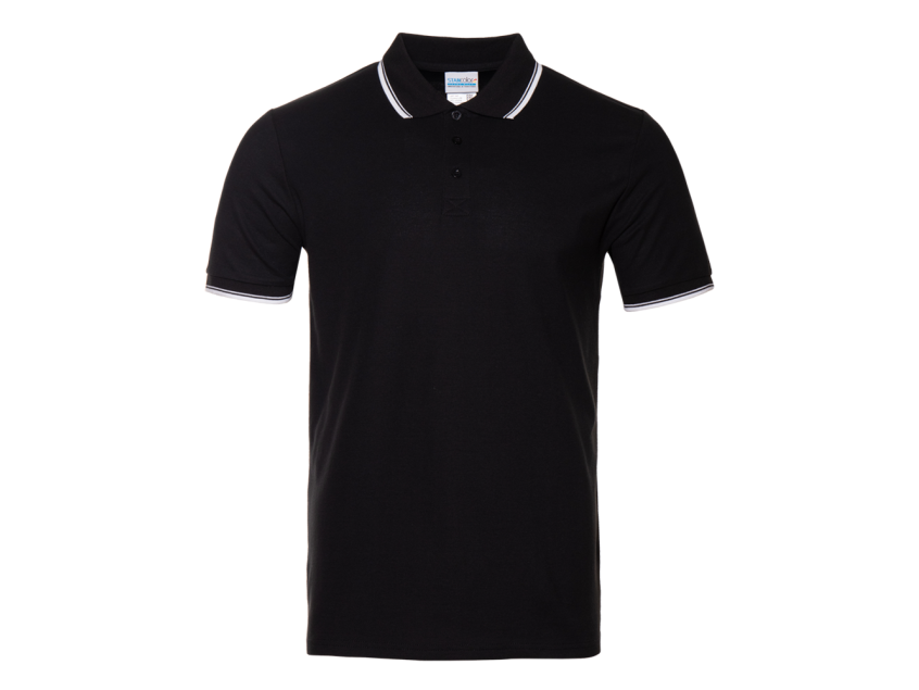 Рубашка поло унисекс STAN с окантовкой хлопок/полиэстер 185, 04T, Чёрный