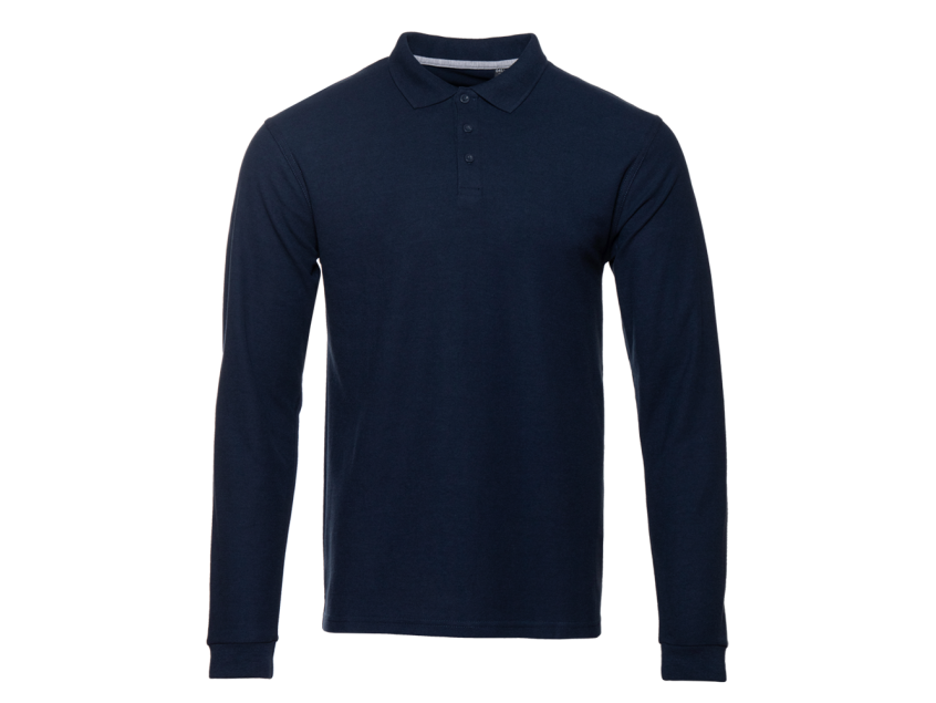 Рубашка поло унисекс STAN длинный рукав хлопок/полиэстер 185, 04S, Тёмно-синий