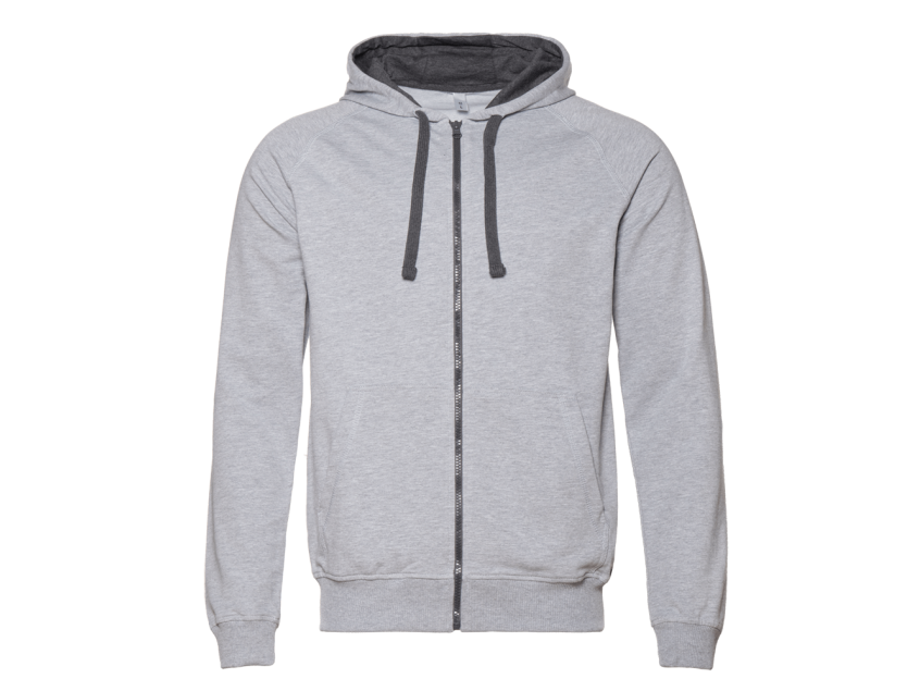 Толстовка мужская STAN с капюшоном на молнии футер без начёса 260, 61, Серый меланж