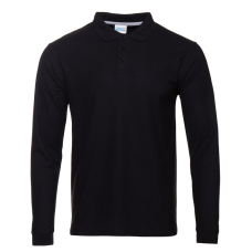 Рубашка поло унисекс STAN длинный рукав хлопок/полиэстер 185, 04S, Чёрный