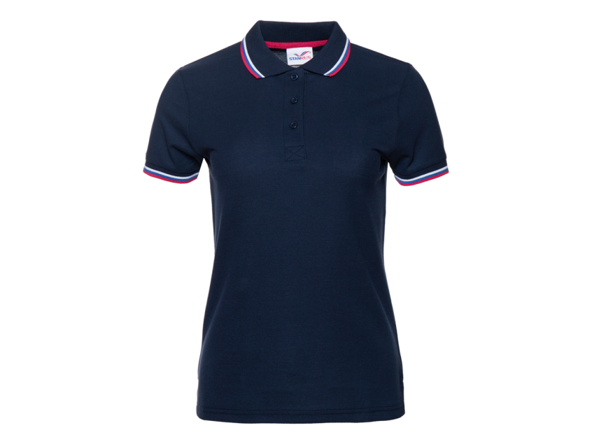 Рубашка поло женская STAN триколор хлопок/полиэстер 185, 04WRUS, Тёмно-синий