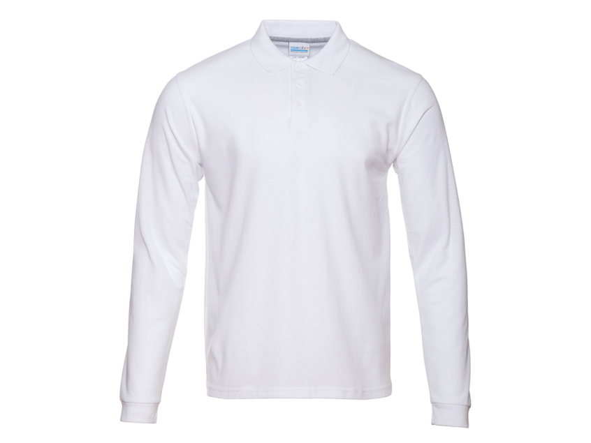 Рубашка поло унисекс STAN длинный рукав хлопок/полиэстер 185, 04S, Белый