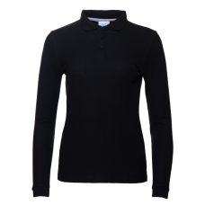 Рубашка поло женская STAN длинный рукав хлопок/полиэстер 185, 04SW, Чёрный