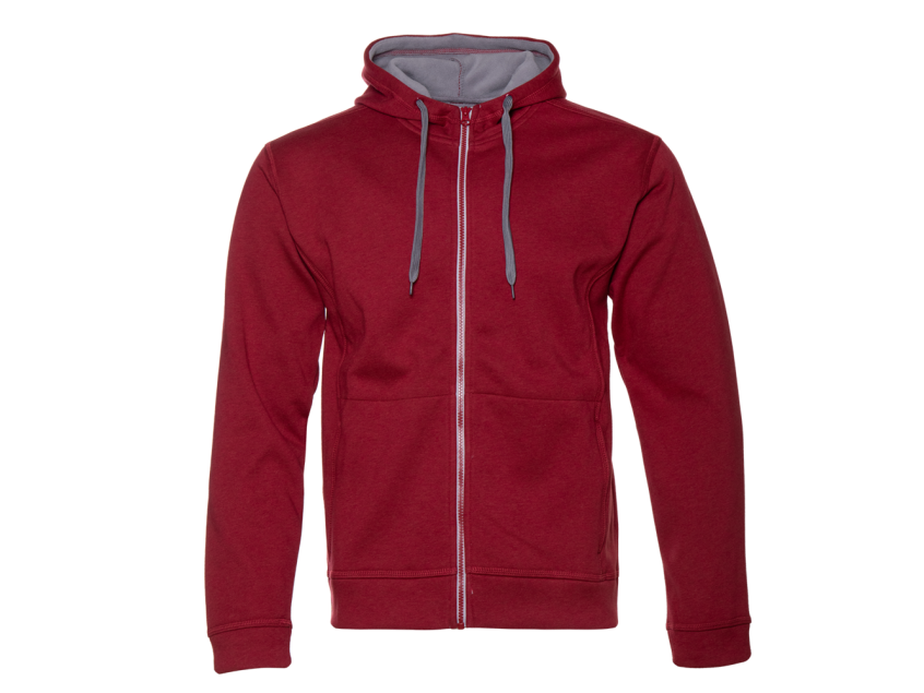 Толстовка мужская STAN с капюшоном на молнии сэндвич 320, 18, Бордовый меланж