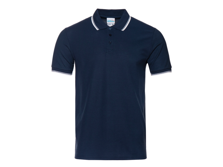 Рубашка поло унисекс STAN с окантовкой хлопок/полиэстер 185, 04T, Тёмно-синий