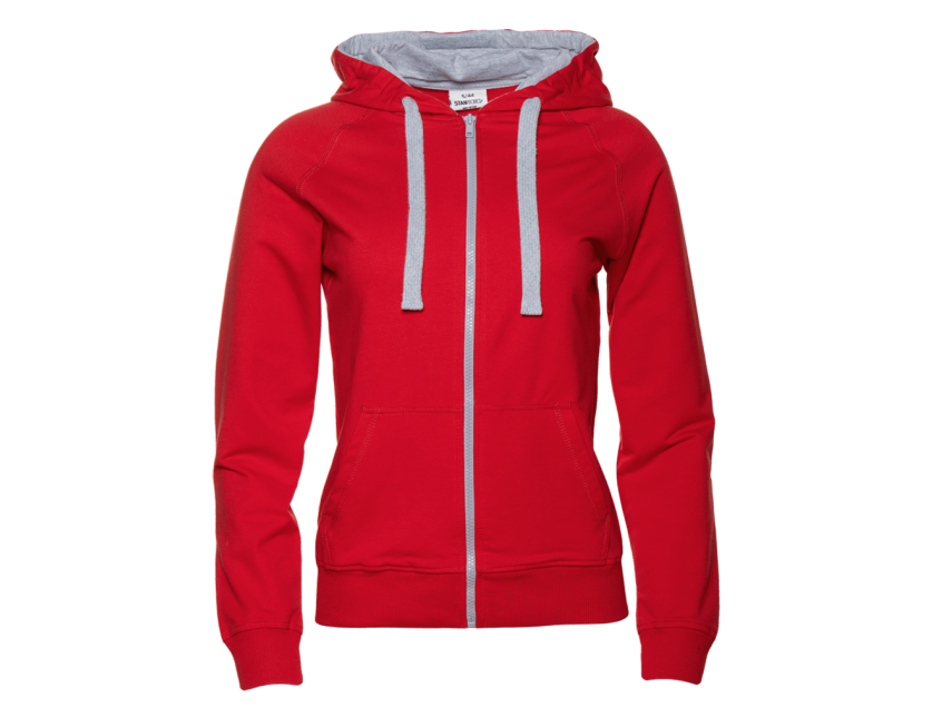 Толстовка женская STAN с капюшоном на молнии футер без начёса, 260, 61W, Красный