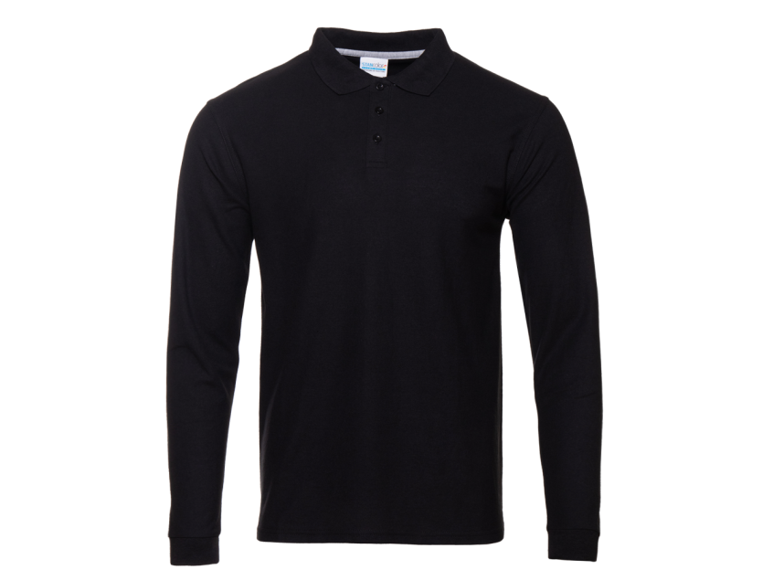 Рубашка поло унисекс STAN длинный рукав хлопок/полиэстер 185, 104S, Чёрный