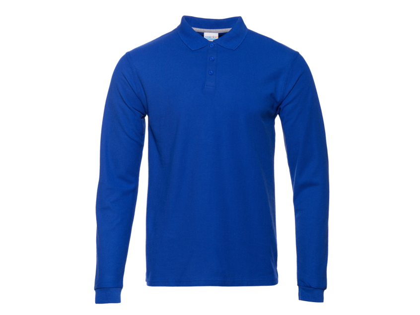 Рубашка поло унисекс STAN длинный рукав хлопок/полиэстер 185, 104S, Синий