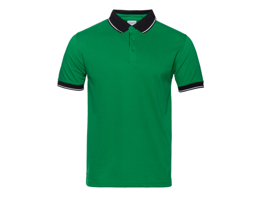 Рубашка поло унисекс STAN с контрастными деталями хлопок/полиэстер 185, 04С, Зелёный