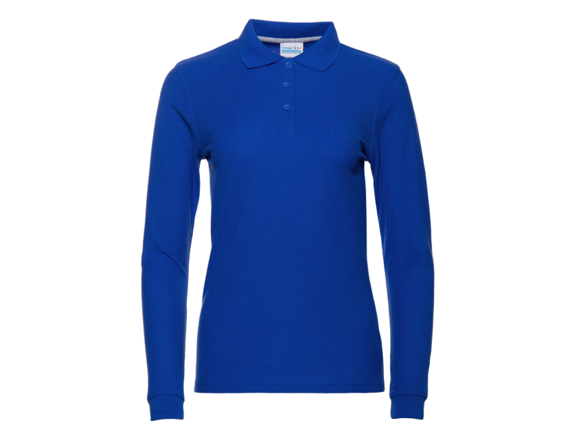 Рубашка поло женская STAN длинный рукав хлопок/полиэстер 185, 04SW, Синий