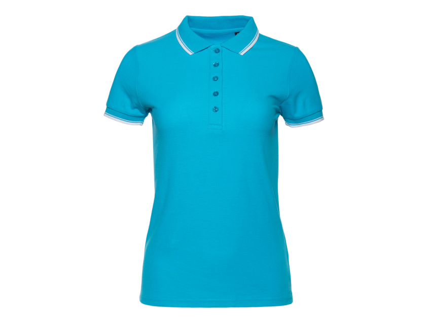 Рубашка поло женская STAN с окантовкой хлопок/полиэстер 185, 04BK, Бирюзовый