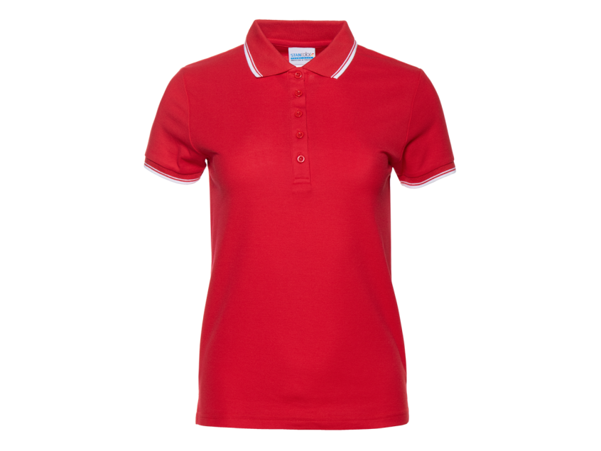 Рубашка поло женская STAN с окантовкой хлопок/полиэстер 185, 04BK, Красный