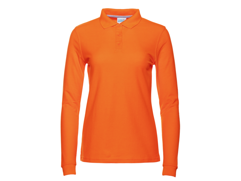 Рубашка поло женская STAN длинный рукав хлопок/полиэстер 185, 04SW, Оранжевый