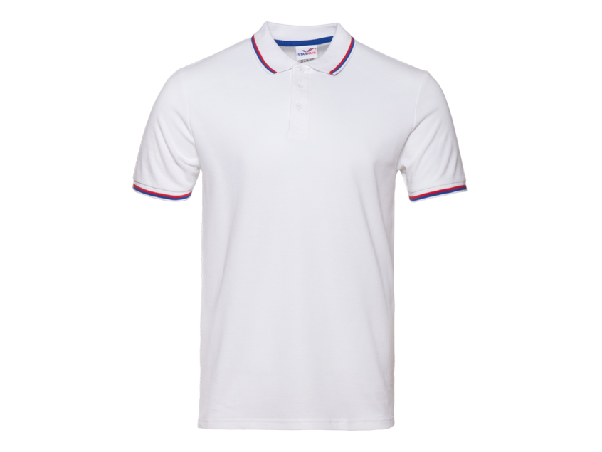 Рубашка поло унисекс STAN триколор хлопок/полиэстер 185, 04R, Белый