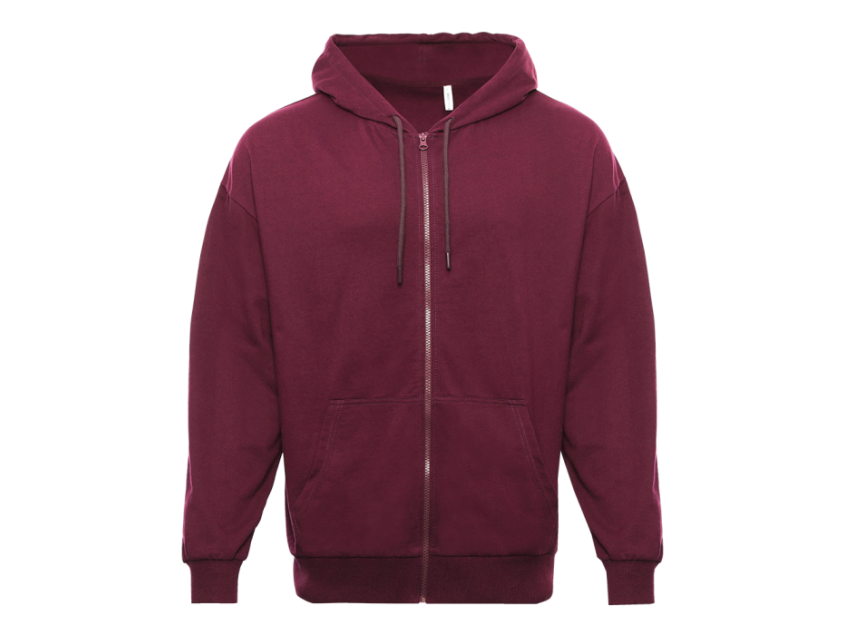 Толстовка STAN оверсайз на молнии с капюшоном футер без начёса 240, 99, Бордовый