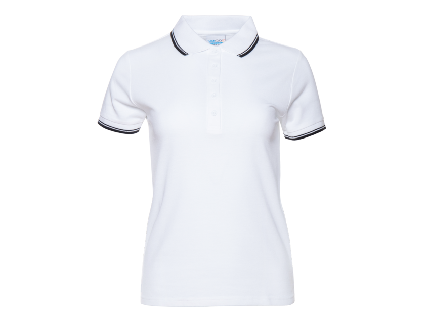 Рубашка поло женская STAN с окантовкой хлопок/полиэстер 185, 04BK, Белый