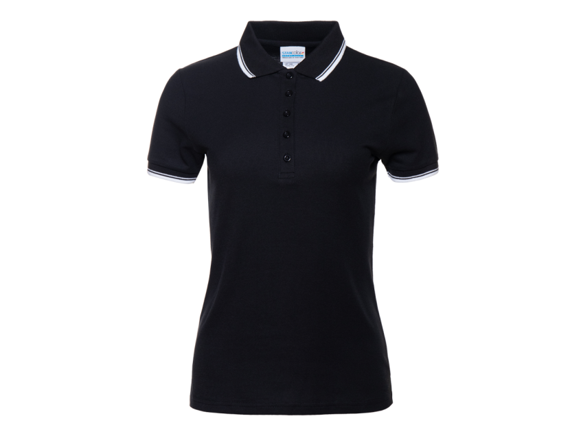Рубашка поло женская STAN с окантовкой хлопок/полиэстер 185, 04BK, Чёрный