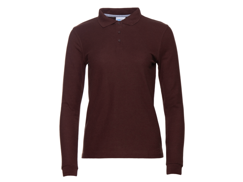 Рубашка поло женская STAN длинный рукав хлопок/полиэстер 185, 04SW, Тёмно-Шоколадный