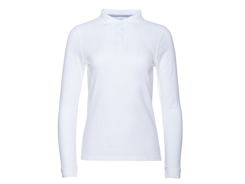 Рубашка поло женская STAN длинный рукав хлопок/полиэстер 185, 04SW, Белый
