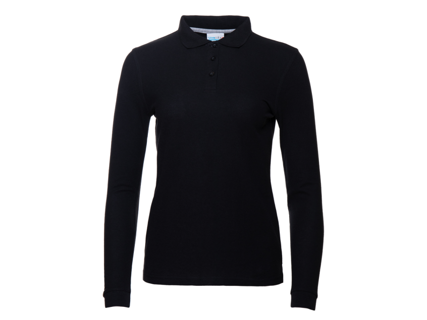 Рубашка поло женская STAN длинный рукав хлопок/полиэстер 185, 04SW, Чёрный