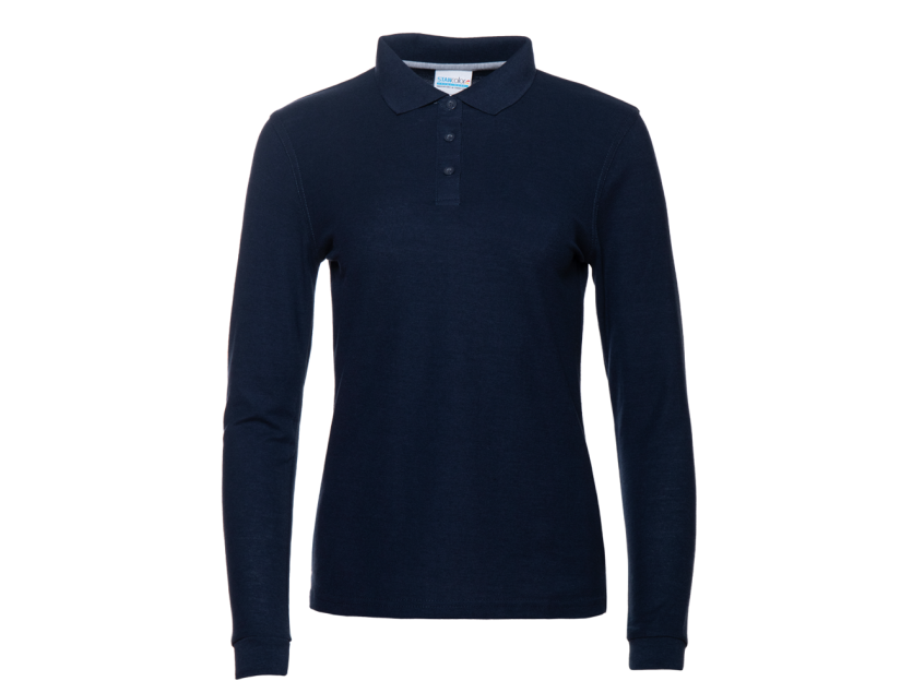 Рубашка поло женская STAN длинный рукав хлопок/полиэстер 185, 04SW, Тёмно-синий