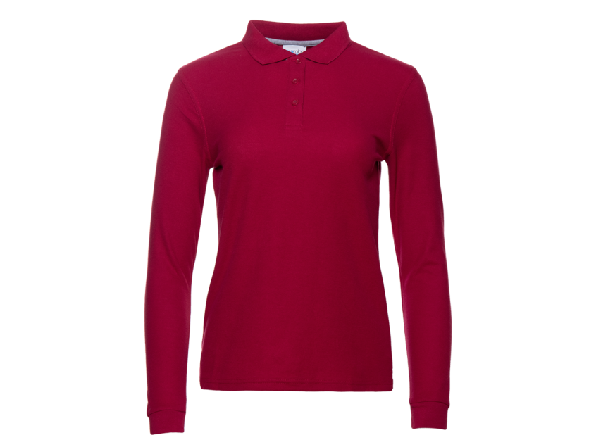 Рубашка поло женская STAN длинный рукав хлопок/полиэстер 185, 04SW, Бордовый