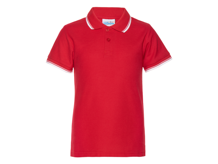 Рубашка поло детская STAN с окантовкой хлопок/полиэстер 185, 04TJ, Красный