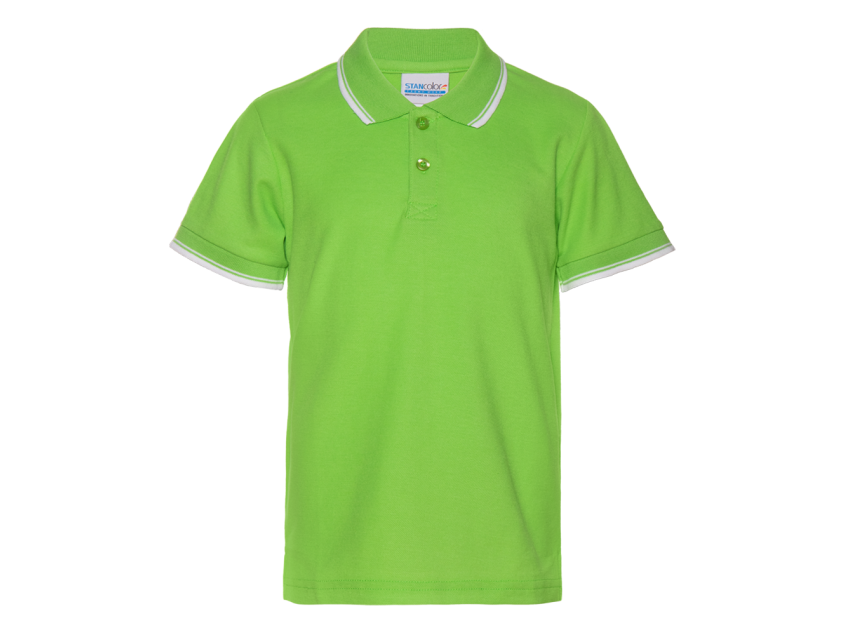 Рубашка поло детская STAN с окантовкой хлопок/полиэстер 185, 04TJ, Ярко-зелёный
