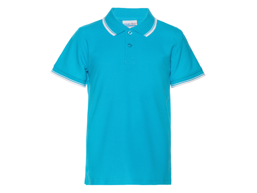 Рубашка поло детская STAN с окантовкой хлопок/полиэстер 185, 04TJ, Бирюзовый
