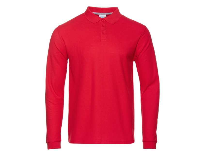 Рубашка поло унисекс STAN длинный рукав хлопок/полиэстер 185, 104S, Красный