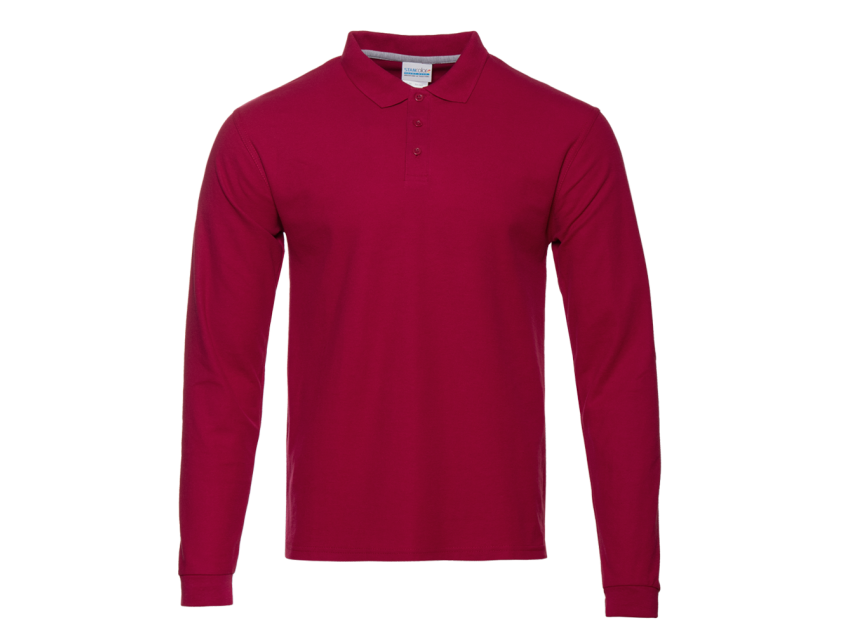 Рубашка поло унисекс STAN длинный рукав хлопок/полиэстер 185, 104S, Бордовый