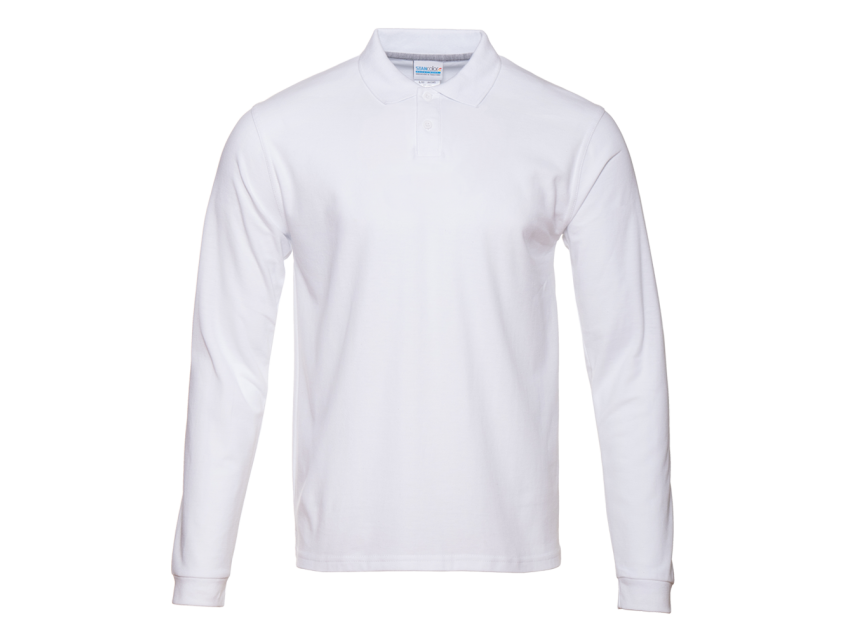 Рубашка поло унисекс STAN длинный рукав хлопок 185, 104LS, Белый