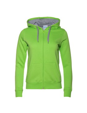 Толстовка женская STAN с капюшоном на молнии футер с начёсом 280, 17W, Ярко-зелёный