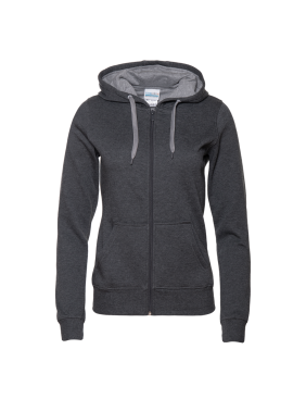 Толстовка женская STAN с капюшоном на молнии футер с начёсом 280, 17W, Тёмный меланж