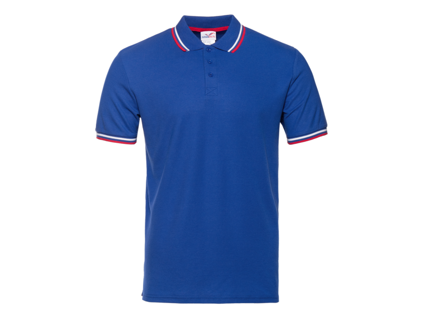 Рубашка поло унисекс STAN триколор хлопок/полиэстер 185, 04R, Синий