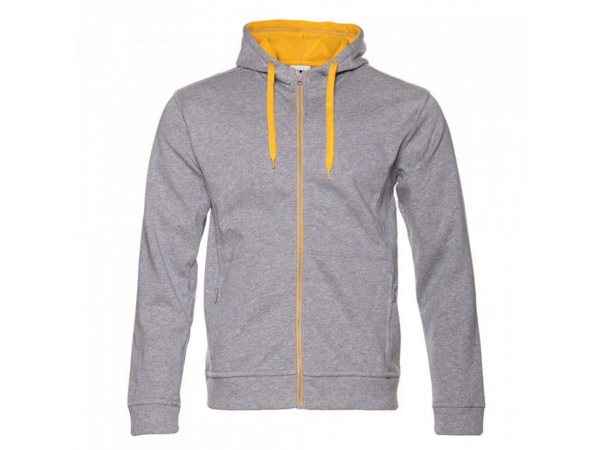 Толстовка мужская STAN с капюшоном на молнии сэндвич 320, 18, Серый меланж