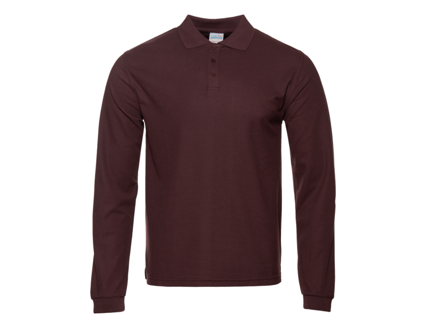 Рубашка поло унисекс STAN длинный рукав хлопок/полиэстер 185, 04S, Тёмно-Шоколадный