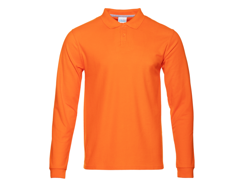 Рубашка поло унисекс STAN длинный рукав хлопок 185, 104LS, Оранжевый