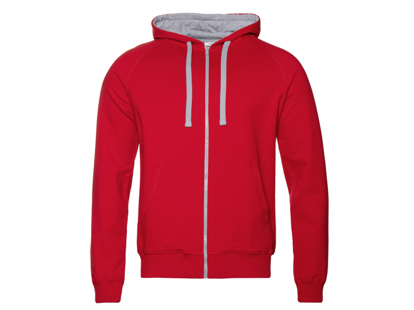 Толстовка мужская STAN с капюшоном на молнии футер без начёса 260, 61, Красный